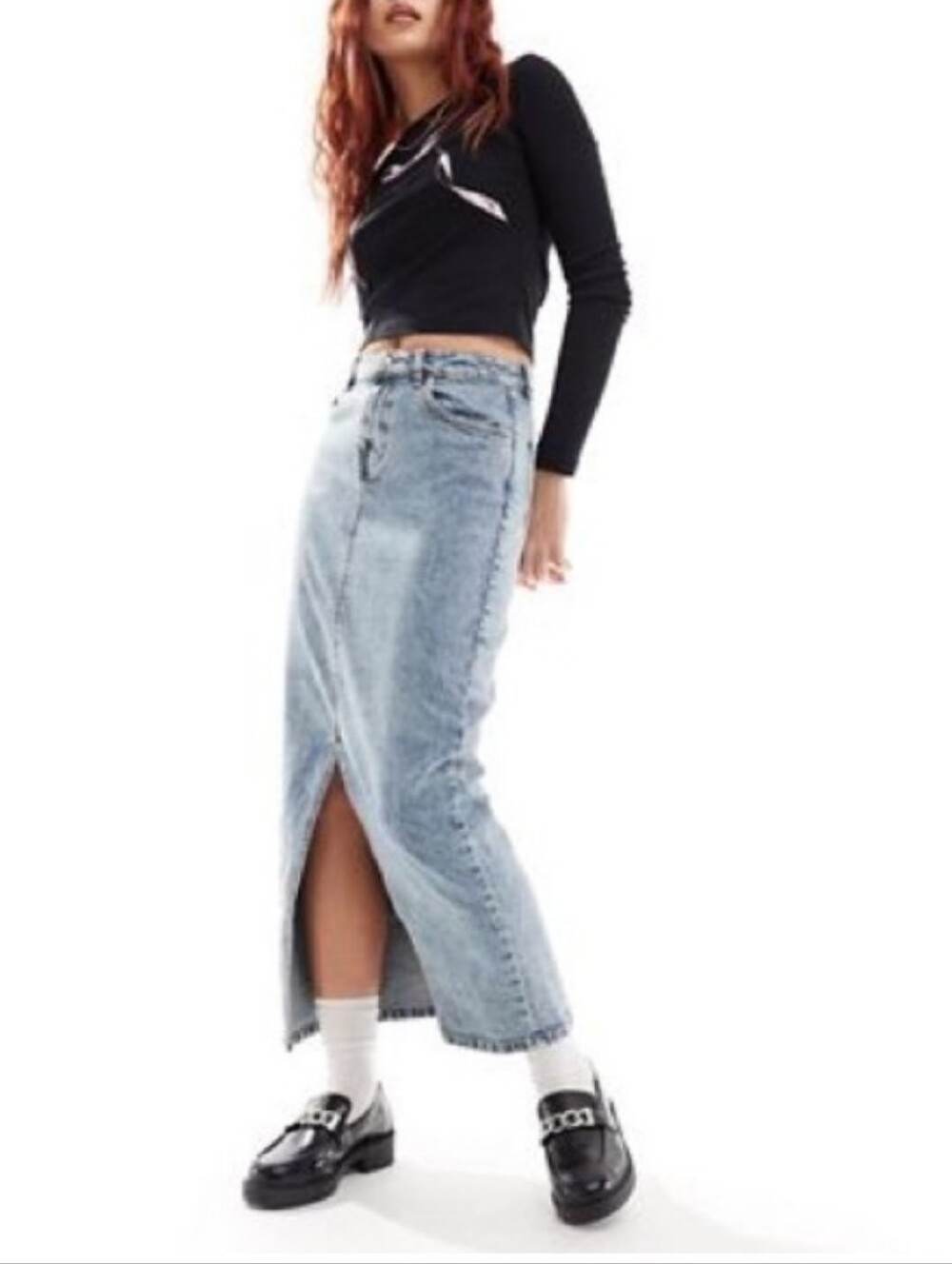 Asos Denim Split Maxi Skirt